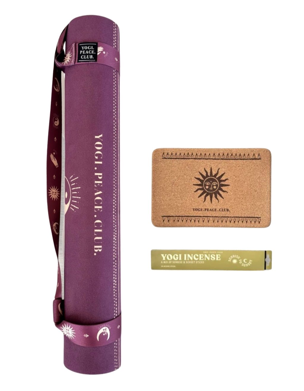 4 mm Yoga Pack - Ceremony Acai Yoga Mat + Block + Strap + Incense - Yogi Peace Club - YOGA PACK