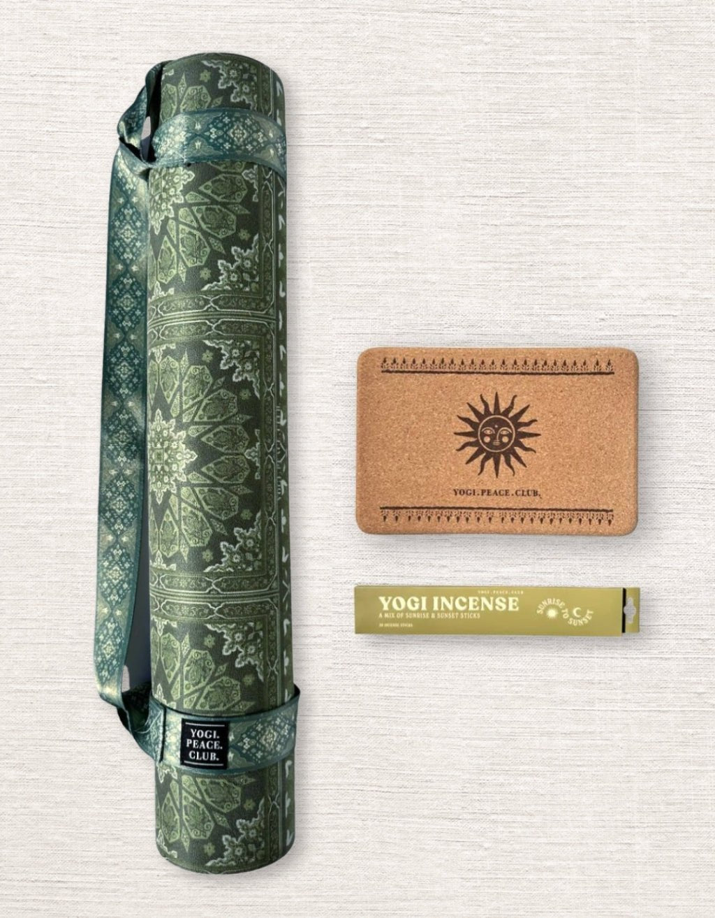 4 mm Yoga Pack - Harmony Yoga Mat + Block + Strap + Incense - Yogi Peace Club - YOGA PACK