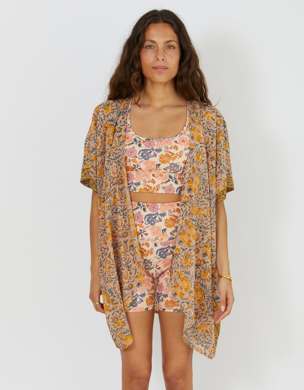 Cotton Yoga Kimono - Saffron - Yogi Peace Club - YOGA WRAP